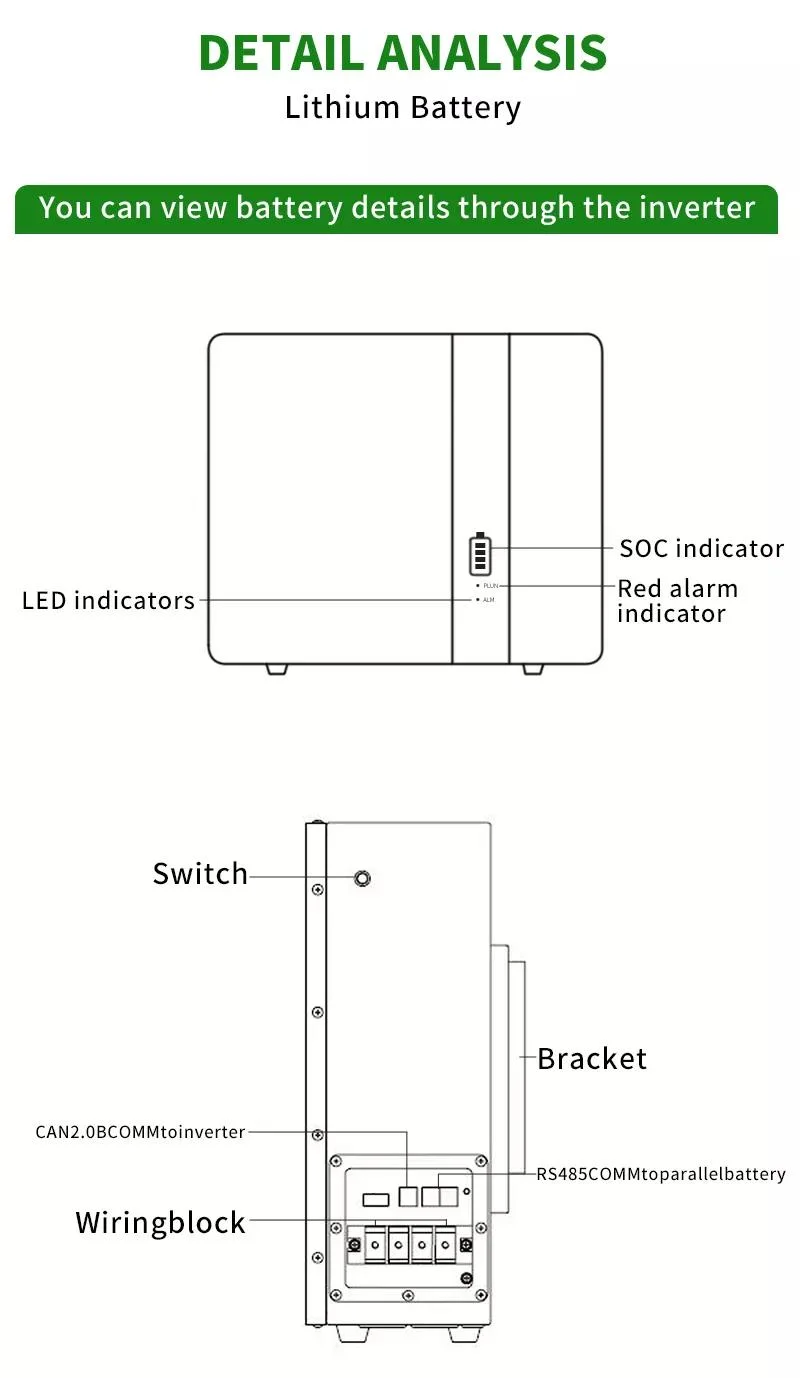 10kwh 204ah 51.2V Long Life Cycles Wall-Mounted Lithium-Ion Batteries Residential Energy Storage Battery for Solar Power